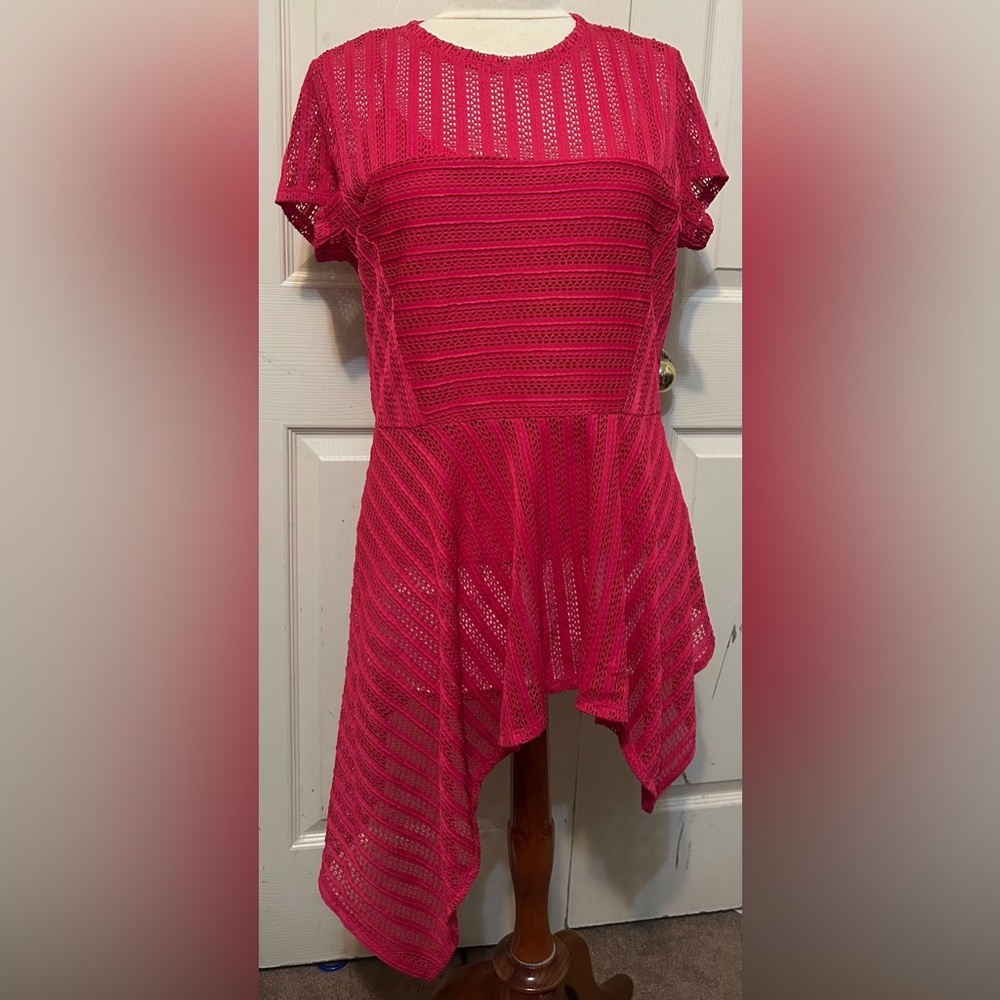 Nwot Marc Bouwer vibrant Pink handkerchief hem 2 piece top